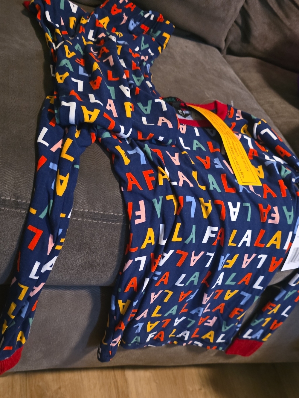 Derek Heart Navy Pajama Set with Multicolor 'FALA' Letter Print